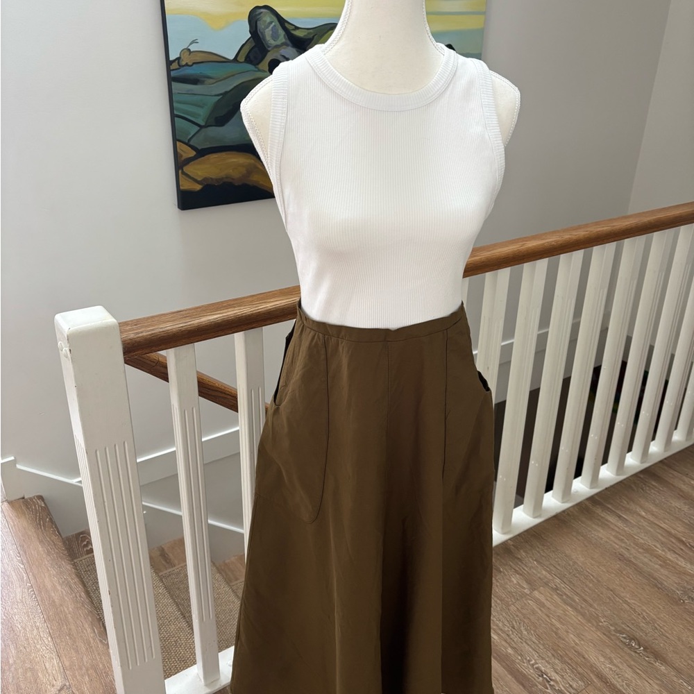 Zara Green Midi A-line Dress Casual
